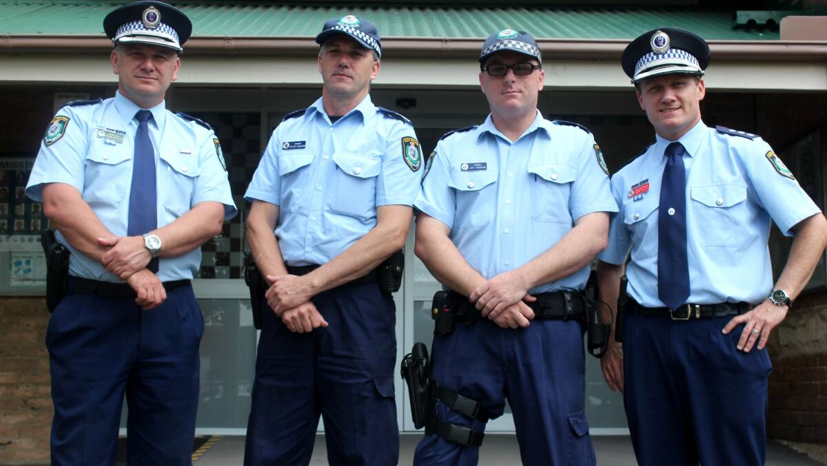 
 BE WARNED: Hume LAC Commander Zoran Dzevlan, Sergeant Peter Vaughan, Sergeant Jeff Morgan and Local Area Crime Manager Detective Inspector Chad Gillies outside the Goulburn Police station last week.

Local Police will be targeting antisocial behaviour, drug and alcohol crime in the coming months.
