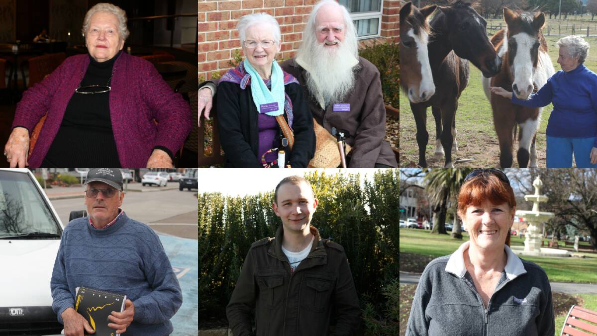 Among those already interviewed for the Humans of Hume campaign include (top L-R) former  Goulburn Mulwaree Senior of the Year Pat Spilsbury, Rona and John Dorman, Gloria Smith, (bottom left) Malcolm Green and (right) Judy Collins. 
(Bottom centre: group spokesperson Tom Sebo)
