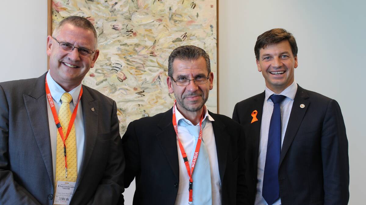 Goulburn Mulwaree Mayor Geoff Kettle, CEO of Headspace Chris Tanti and Hume MP Angus Taylor