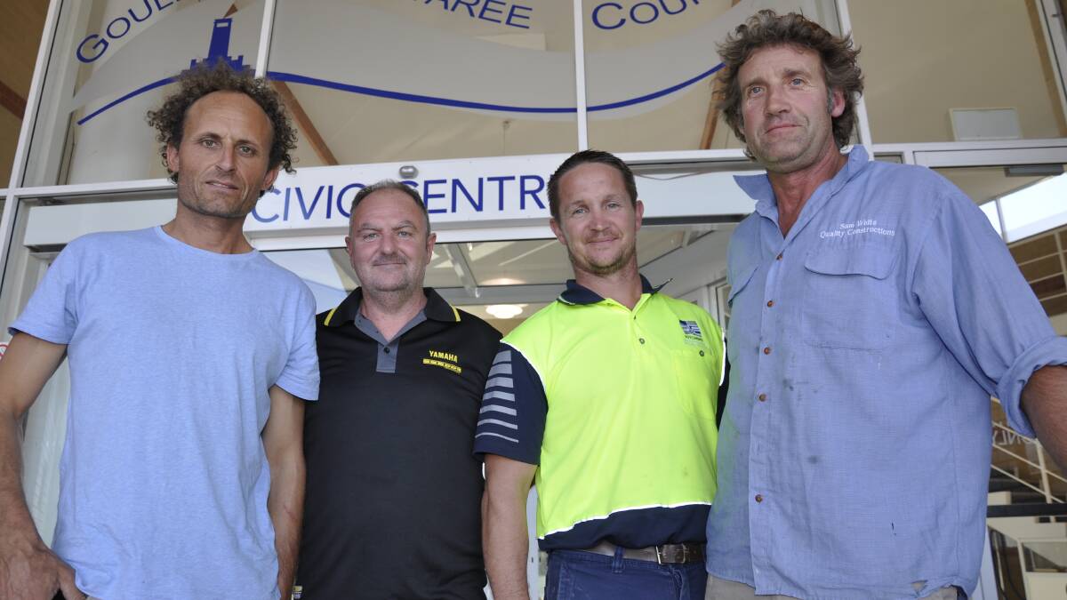GEARING UP: Goulburn Motorcycle Club president Richard Toparis (left), Sean Andrews, Rod Brooker and Sam White pictured in February following Council’s decision on operating days for the motorcycle track off Sydney Rd.