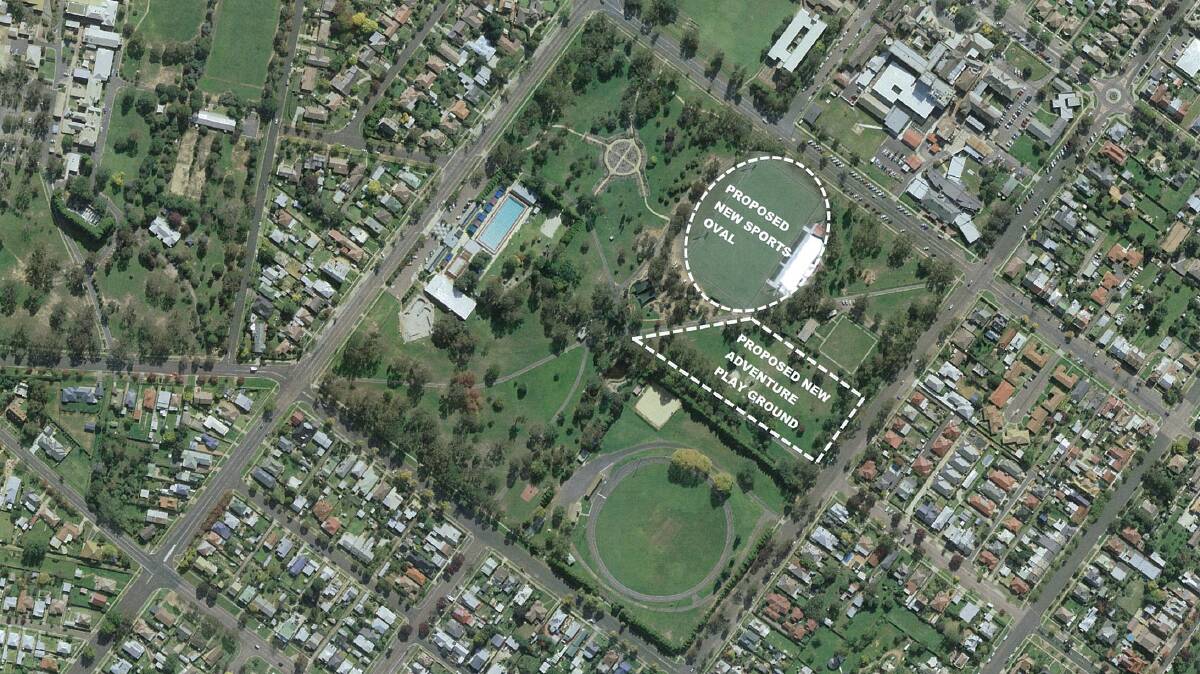 The proposed stadium on the location of Prell Oval, just off Clifford Street, opposite the Goulburn Base Hospital. 