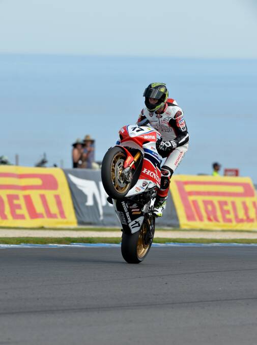 Troy Herfoss was wheely happy to win at Phillip Island. Photo: Russell Colvin