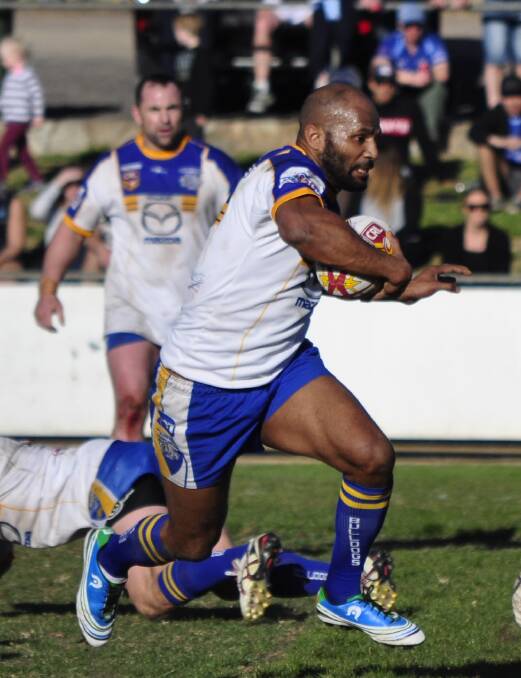 Michael Bani in action during Sunday's grand-final thriller between the Goulburn Bulldogs and the Queanbeyan Blues. Photo: CHris Clarke