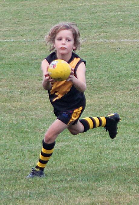 Round one of AFL Canberra's junior football commenced on Saturday, April 30, and Queanbeyan's under-9 contingent came up against the Gungahlin Jets at Halloran Oval, Jerrabomberra. Photos: Gemma Varcoe. 