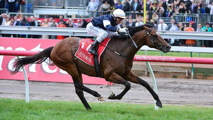 Green Moon claims victory in the 2012 Melbourne Cup.