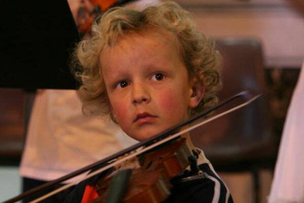 Thomas Skeffington playing his violin at last year’s Eisteddfod. 