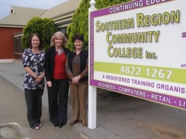 END OF AN ERA: Southern Region Community College stalwart Penny Schwarz with Robyn Provino and Executive Officer Helen Benton outside the facility, which is set to cease operations at the end of the year.