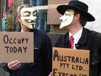 V also stands for very uncomfortable ... the Sydney protesters are making the best of it in Martin Place.