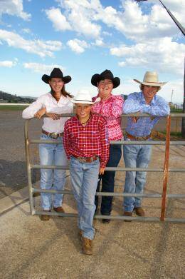 NATIONALS: Some of the Goulburn rodeo competitors in the ABCRA National Finals in Tamworth (front) Layne Mancell with Jodie Rigby, Jodie Craig, and Rodney-Ray Mancell at the Goulburn Recreation Area on Wednesday afternoon. Photo: Darryl Fernance