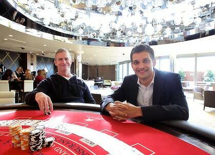 Larry Mullin, CEO Echo Entertainment with Sid Vaikunta, Managing Director of Star City in the new High Rollers Room at Star City Casino.