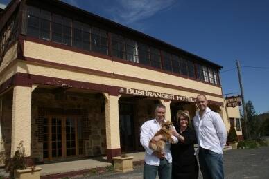 LIFESTYLE CHANGE: New owners of the Bushranger Hotel, Collector Grahame O'Brien, manager Sue Moir and licensee Guy Filmer.