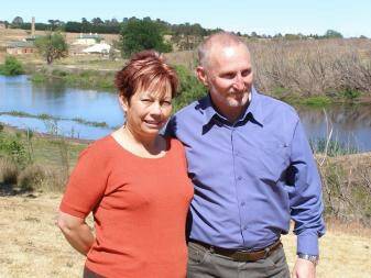 COLONIAL LINK: New Baptist pastor David Marsden and his wife Elizabeth at Marsden Weir this week. Mr Marsden's stepfather is a direct descendant of the Rev Samuel Marsden, after whom Marsden Weir is n