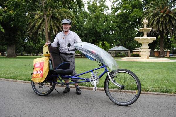 ON A MISSION: Rotarian Rob Byrne from Grafton is riding around eastern Australia raising money and awareness for polio.