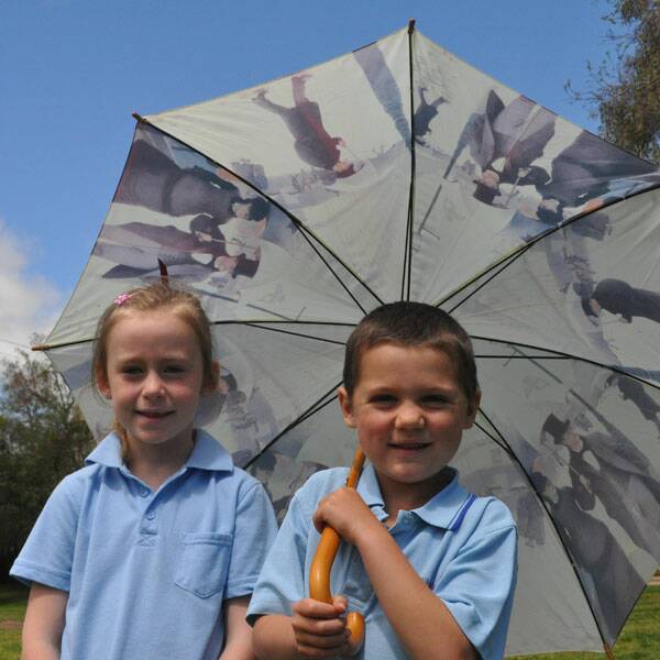 LILY-Mae Backhouse and Caleb Channell will be needing this umbrella over the next few days if weather watcher Rob Cumming’s forecast for a “monstrous amount of rain” is realised. The Goulburn Public School kindy kids were excited at the prospect of “playing in the big puddles” that would be formed should the predicted 25mm falls today.
