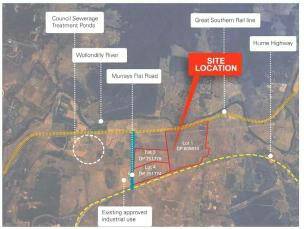 STRATEGIC: The 170-hectare site at Murrays Flat on which Eureka Funds Management and Mycorp are hoping to develop a business park for logistics, warehousing and distribution businesses. Construction of an overpass onto the Hume Highway and a rail intermodal are features of the development.