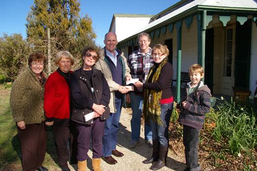SUPPORT: Friends of Riversdale members Judy Fitzgibbon, Lyn Wittenden, and Ros Loftus, with William Holmes à Court presenting the cheque for $25,00 to Tim Geyer, Riversdale manager Debbie Sibbick, and Benjamin Flack on Saturday at Riversdale. Photo by Daryl Fernance.