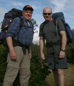 REARING TO GO: Ralph Hush and Darren Basterfield on Friday. They completed a training stroll into Badgery's Lookout that morning, with a ten-minute stop down the bottom.