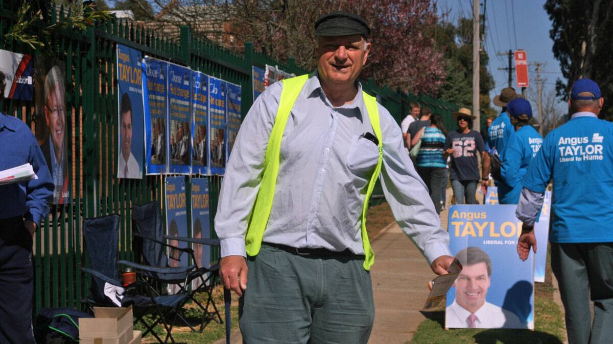 Adrian Van Der Byl (CDP) just before he voted at the Goulburn High School booth. Photo Chris Gordon.
