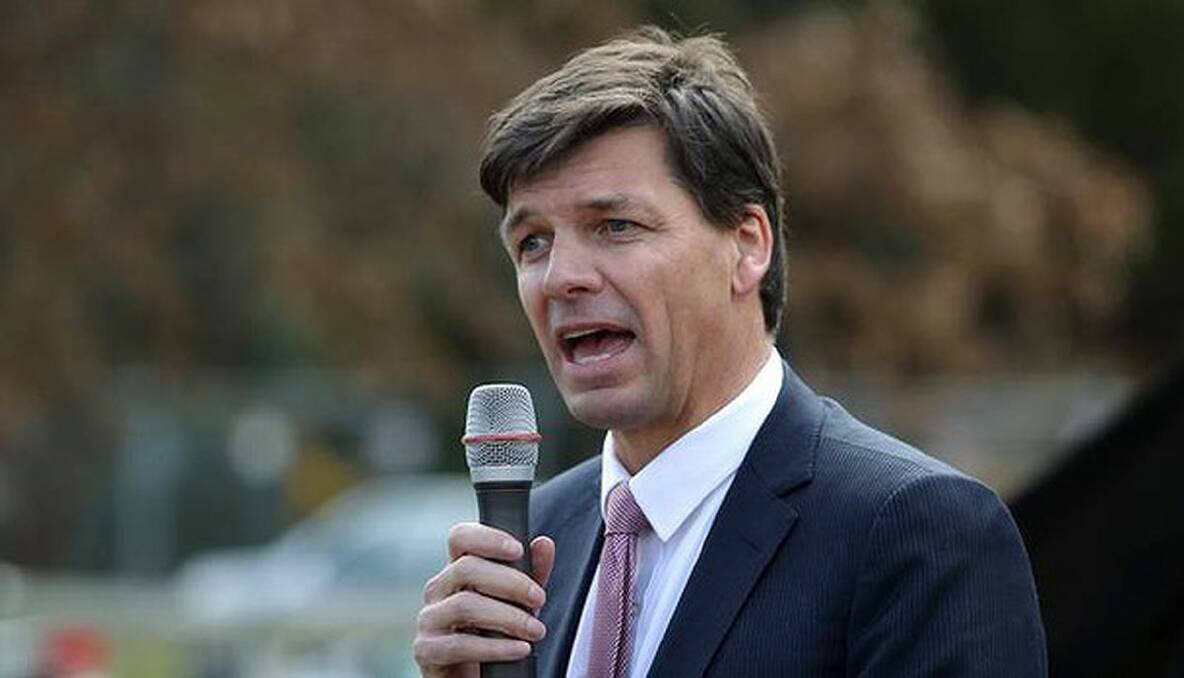 Photo supplied with Wilton Airport press release of Angus Taylor speaking at Wilton Airport Rally last year.