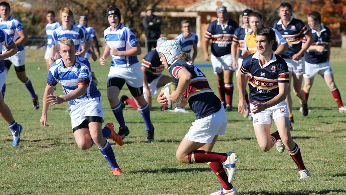 EDGED OUT: Riley Nelson found space in Trinity’s First XV match with Royals. Like their young counterparts, the First XV fell short. 