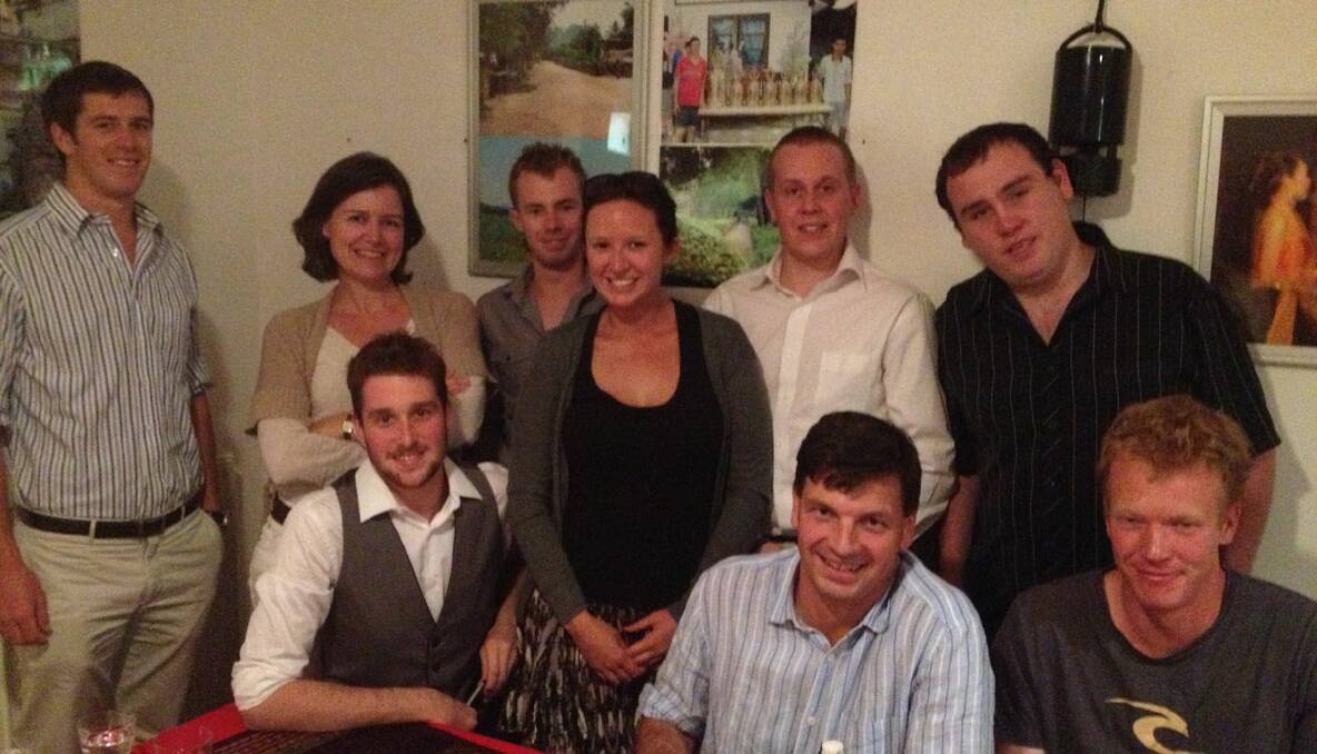 Some of the Young (and old) Liberals at the dinner (clockwise from left):  Geoff Sykes (Binalong), Louise Taylor, Liam Bugden, Megan Baseley, Cr Sam Rowland, Nathan Brown, Sam Dobbie, Angus Taylor and Sam Heron.