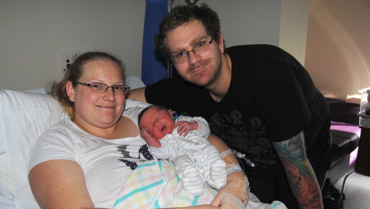 Aleix Galea, pictured with parents James and Kylie Galea, born at the Murray Bridge Soldiers' Memorial Hospital
