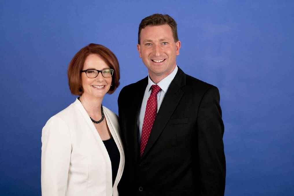 Former PM Julia Gillard with Labor candidate for Hume Michael Pilbrow.