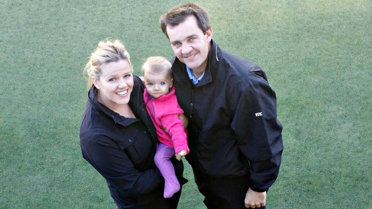 WELCOME: (right) Crystal and Jon O’Sullivan with their daughter, Sophie.