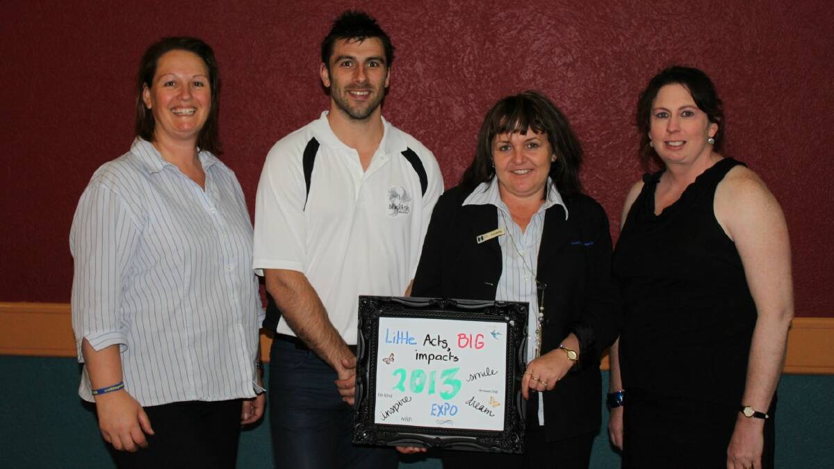   MAKING A DIFFERENCE: Goulburn and District Mental Health Expo organisers Nikki Hawkins, Janelle Brown and Deb Muddiman with guest speaker/former AFL star Heath Black.