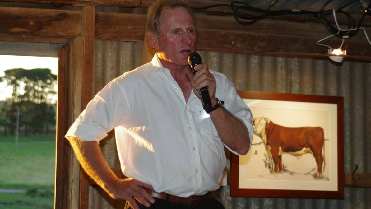   URGING TO APPLY: Chairman of the Goulburn and District Education Foundation, Guy Milson, is urging local students to apply for scholarships to assist them in their education and career pursuits. He is pictured speaking at the Art in the Woolshed fundraiser last March. 