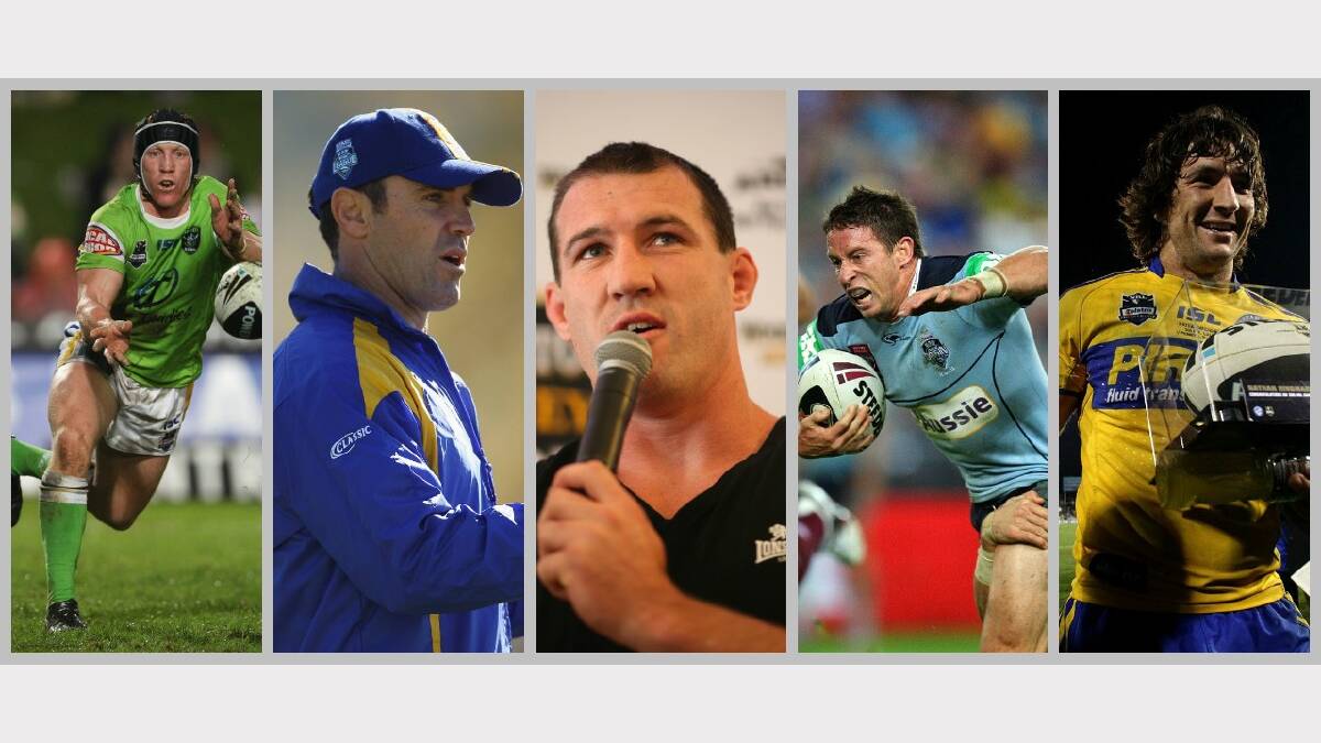 ALL STAR CAST: Nathan Hindmarsh, Alan Tongue, Brad Fittler, Paul Gallen and Kurt Gidley are among those set to take part in the Hogs for Homeless charity ride. Photos: Getty Images