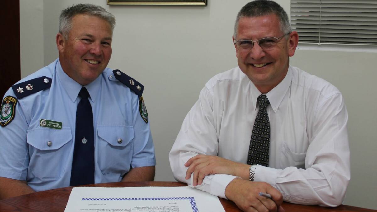 COMMUNITY CELEBRATES: Goulburn Local Area Commander Superintendent Gary Worboys and Mayor Geoff Kettle have joined forces to host a special celebration for 150 Years of the NSW Police Force from 10am this Friday