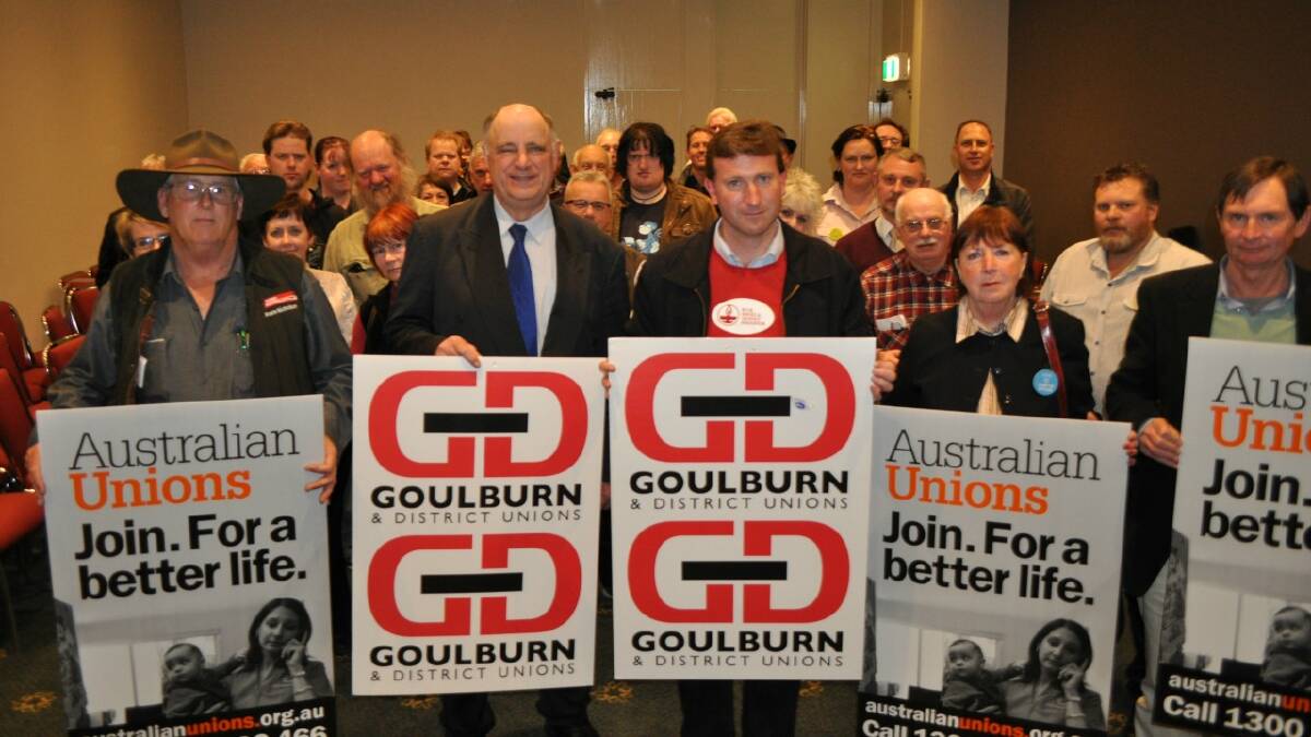   SIGNS OF THE TIMES: Bruce Nicholson, Adrian Van Der Byl, Michael Pilbrow, Lynette Styles and James Harker-Mortlock were at Monday night’s meet the candidates forum organised by Goulburn and District Unions.
