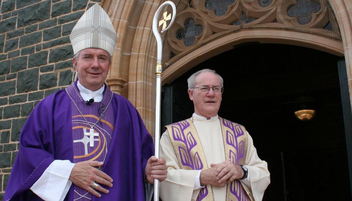 NEWLY installed Catholic Archbishop of Canberra/Goulburn, Christopher Prowse (left) paid his first visit to Goulburn on Sunday. He joined Mary Queen of Apostles Parish priest Fr Dermid McDermott in celebrating the 10am Mass at Sts Peter and Paul’s Cathedral. 