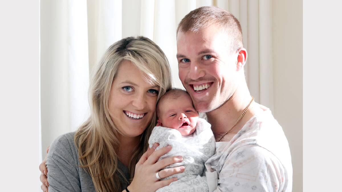 Taegen Hancock and Torren McMillan with their baby, Marlee Jo, who was born at Wodonga Hospital at 6:45am weighing 3.43kg.