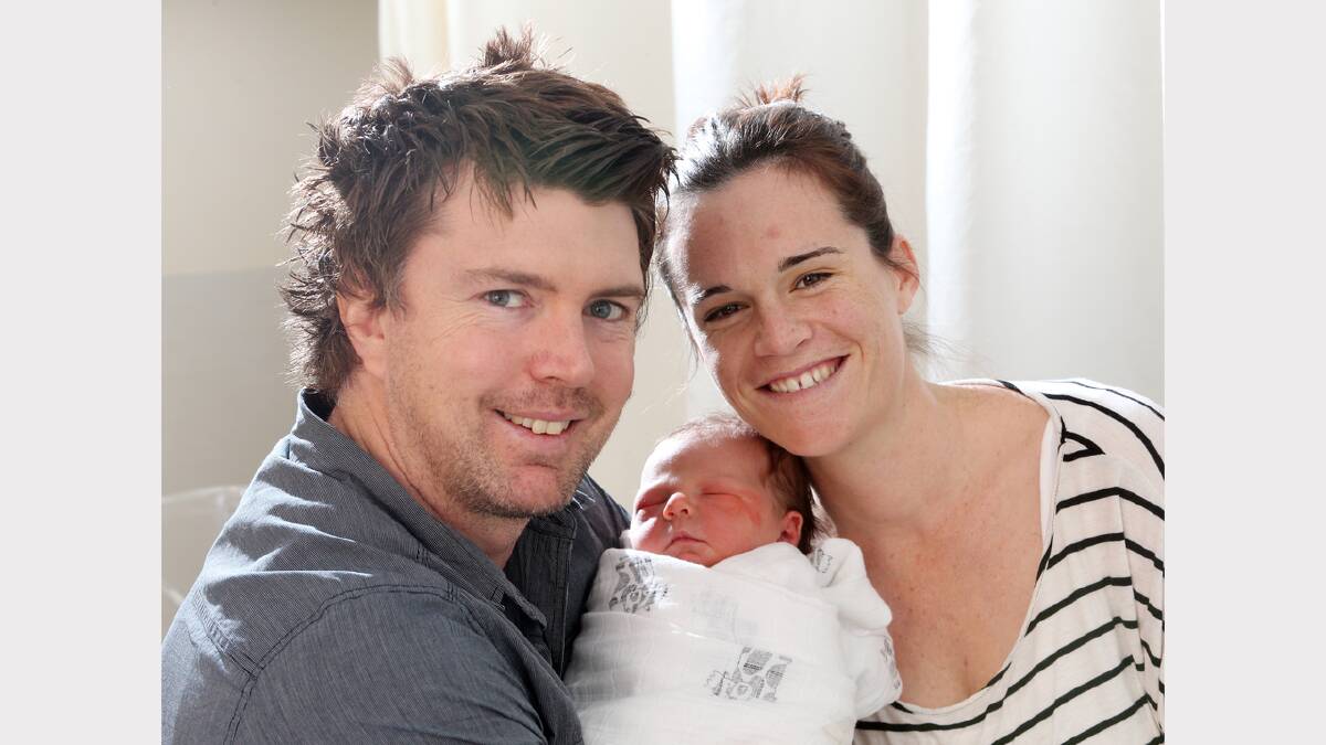 Adam and Annalise Barker with their baby, Lachlan Maxwell, who was born at Wodonga Hospital at 12.50pm weighing 4.68kg.