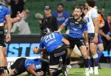 Reed Prinsep scores a try for the Western Force during their 27-7 win over the Waratahs. (Richard Wainwright/AAP PHOTOS)