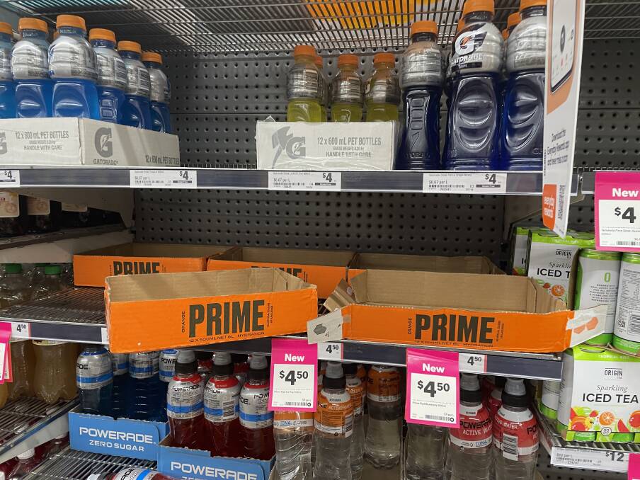 Prime Hydration drinks, created by internet personalities Logan Paul and KSI, sold out in under half an hour in Bowral on March 31. Picture by Briannah Devlin. 