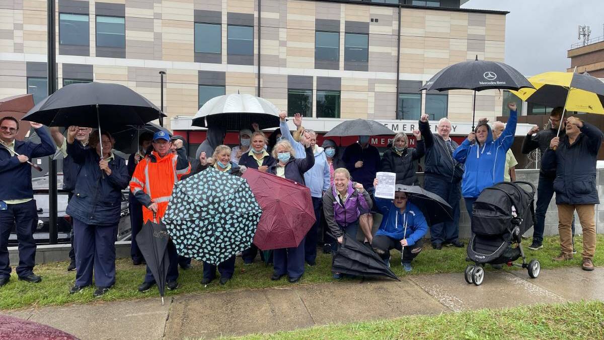 Staff at Goulburn Base Hospital went on strike for two hours on Thursday, April 7 to demand higher wages. Picture: Sophie Bennett.
