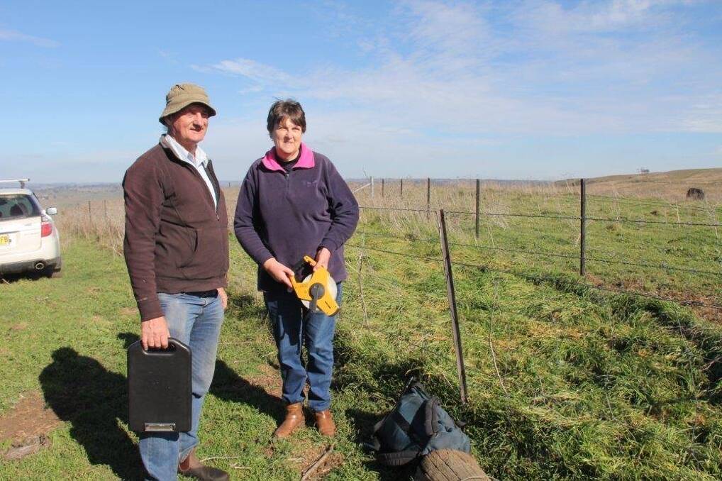 Nerida with ecologist Roger Lembit establishing the monitoring sites for the Fullerton Hadley Landcare revegetation plots. Picture: supplied
