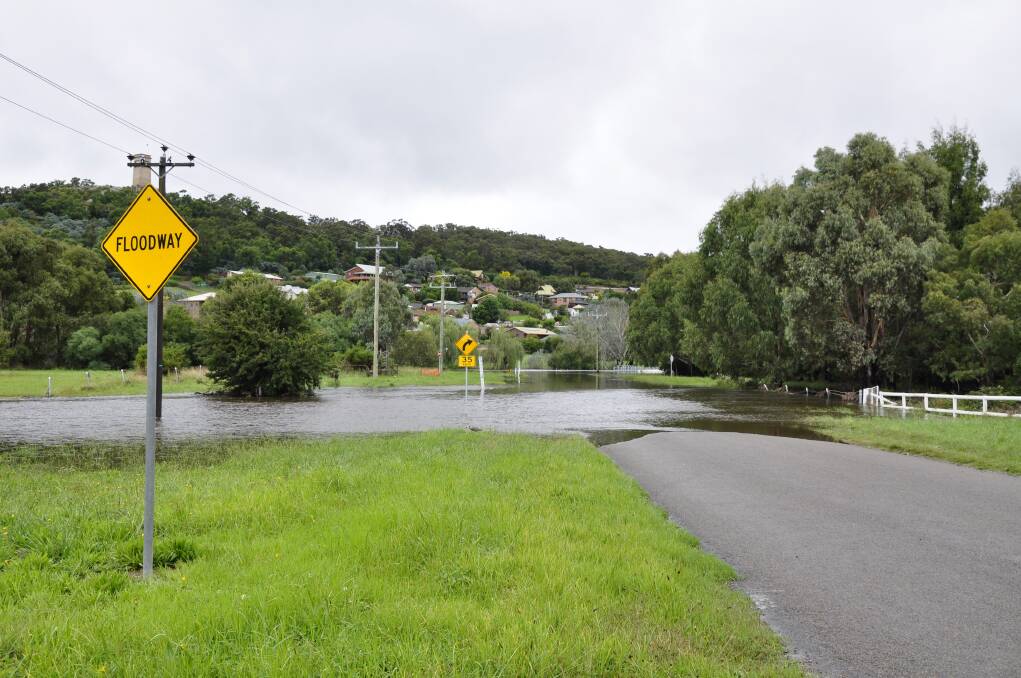 May Street bridge, Eastgrove closed on Sunday. 49.4mm of rainfall was recorded in the 24 hours to 9am Sunday (Goulburn Airport. Picture: Louise Thrower
