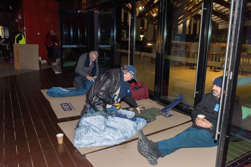 CEOs rug up fro the 2021 Vinnies CEO Sleepout. Photo: supplied