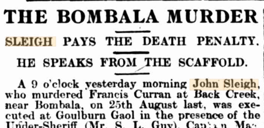 The report from the Goulburn Post in 1900.