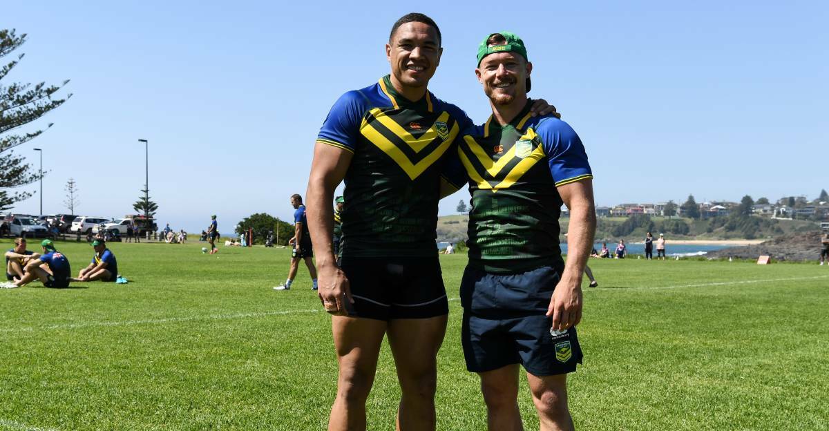 Tyson Frizell and Damien Cook training ahead of the last test the Kangaroos played on home soil back in 2019. Photo: NRL Imagery