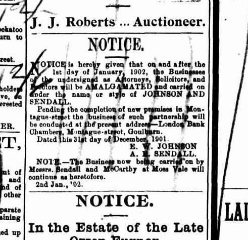 The advertisement placed in the Goulburn Post (then the Goulburn Evening Penny Post) on January 4, 1902. Picture: Trove