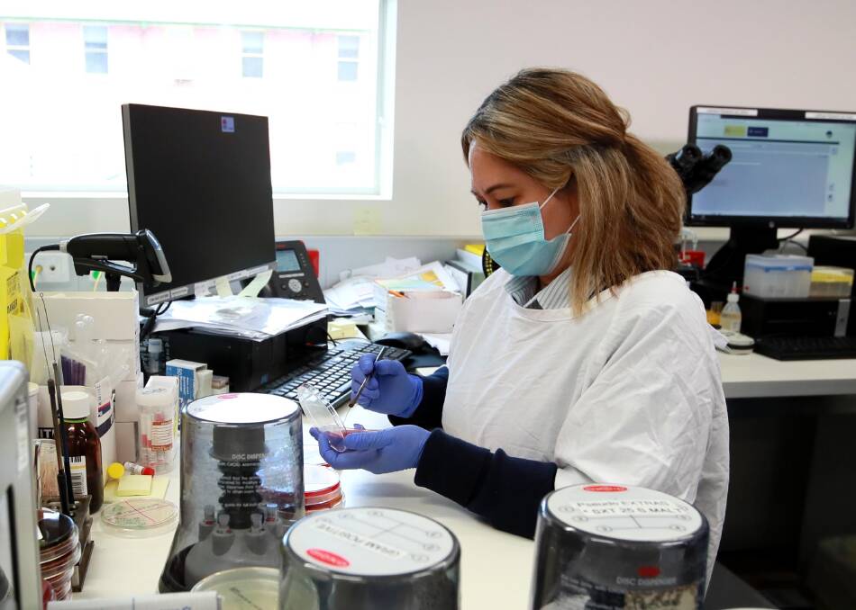 The pathology lab at Wagga Base Hospital analysing COVID-19 tests. Picture: Les Smith