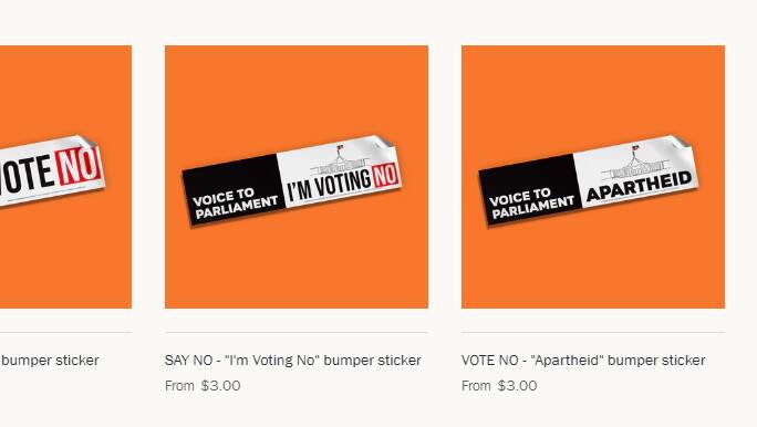 One Nation is already selling 'Vote not to Apartheid' stickers. Picture: Supplied