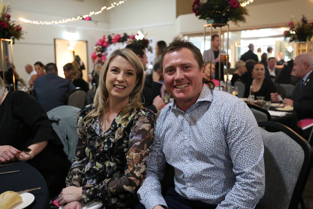 Kiera Briggs of Evolve Hair and Beauty, winner of Goulburn's Favourite hairdresser or beautician, with her partner. Photo: Sophie Bennett.