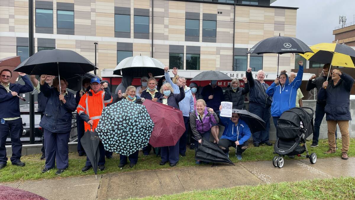 Staff at Goulburn Base Hospital went on strike for two hours on Thursday, April 7 to demand higher wages. Photo: Sophie Bennett. 