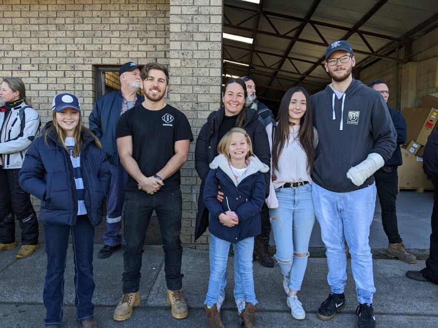 Corbin Chalker with the family who inspired him to organise the fundraiser: Emily Robinson, Theresa Robinson, Ayla Robinson, Chloe Chatto and Lachlan Roberts. Photo: Sophie Bennett. 